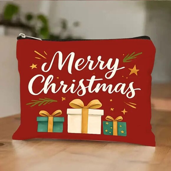 Merry Christmas Holiday Seasonal Makeup / Cosmetic Bag  Zipper / Lightweight - Picture 1 of 2